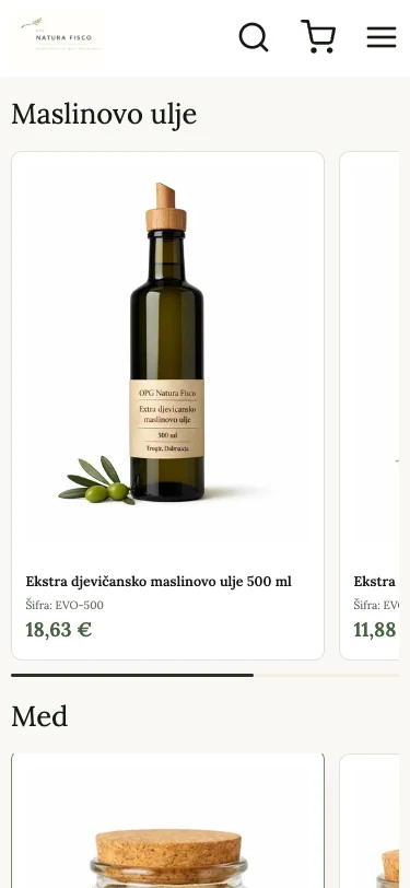 FISCO webshop — mobilni prikaz